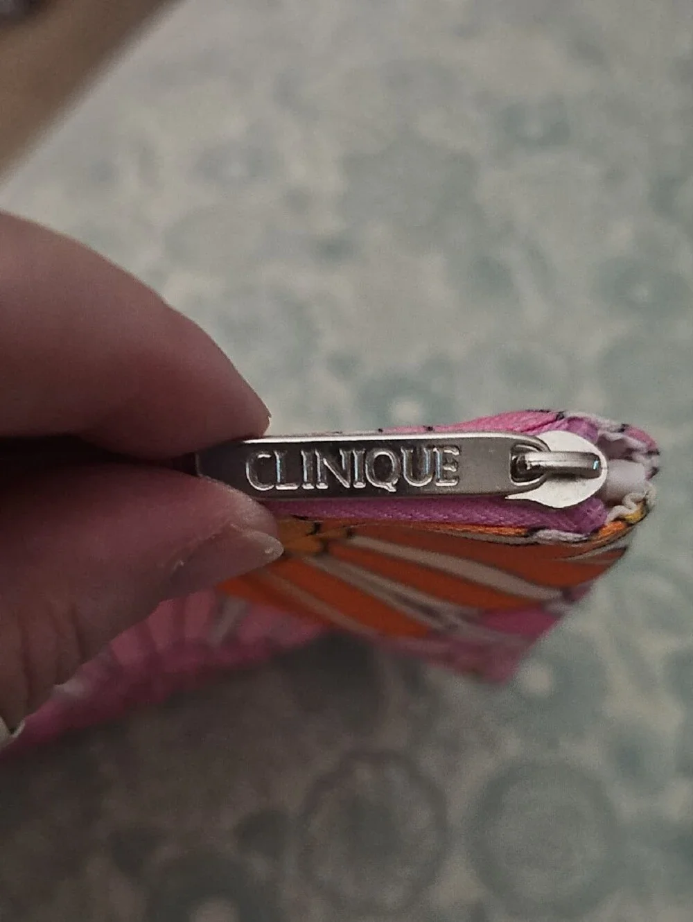 Clinique Pink Orange Floral Cosmetic Bag